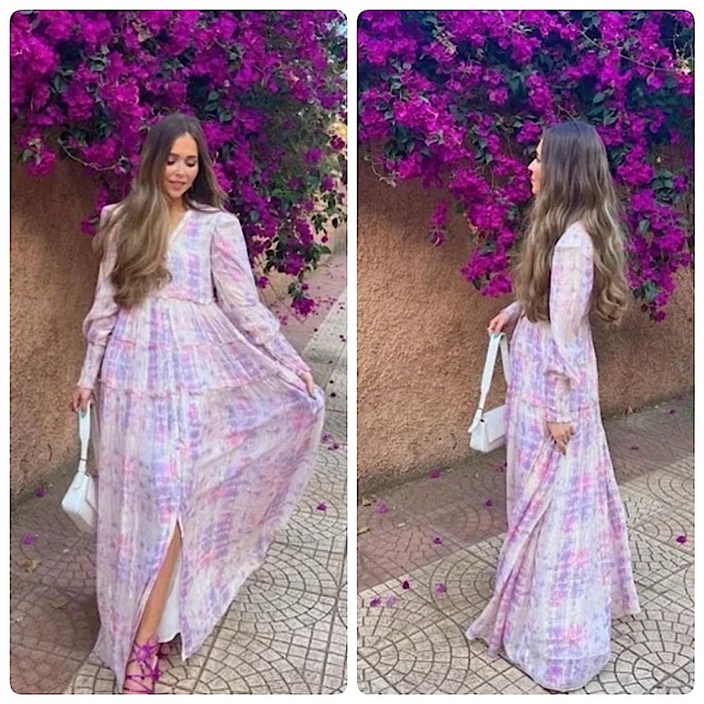 ROCOCO SAND Pink/Lilac Pastel Watercolor Maxi Dress